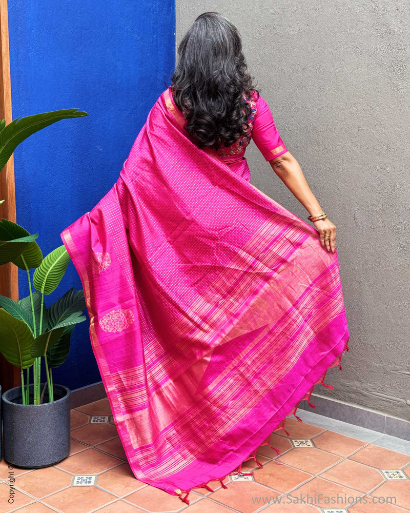 EE-Y08974 Pink Rawsilk Saree