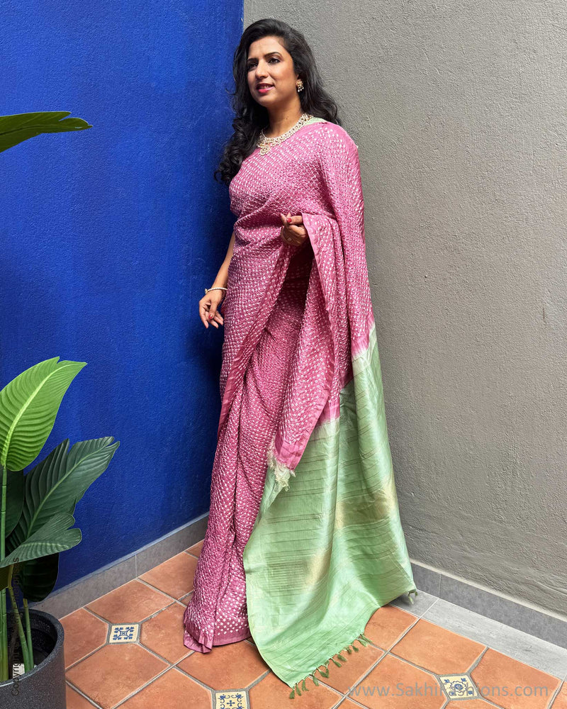 EE-Y09605 Pink Green Bandhini Kanchi
