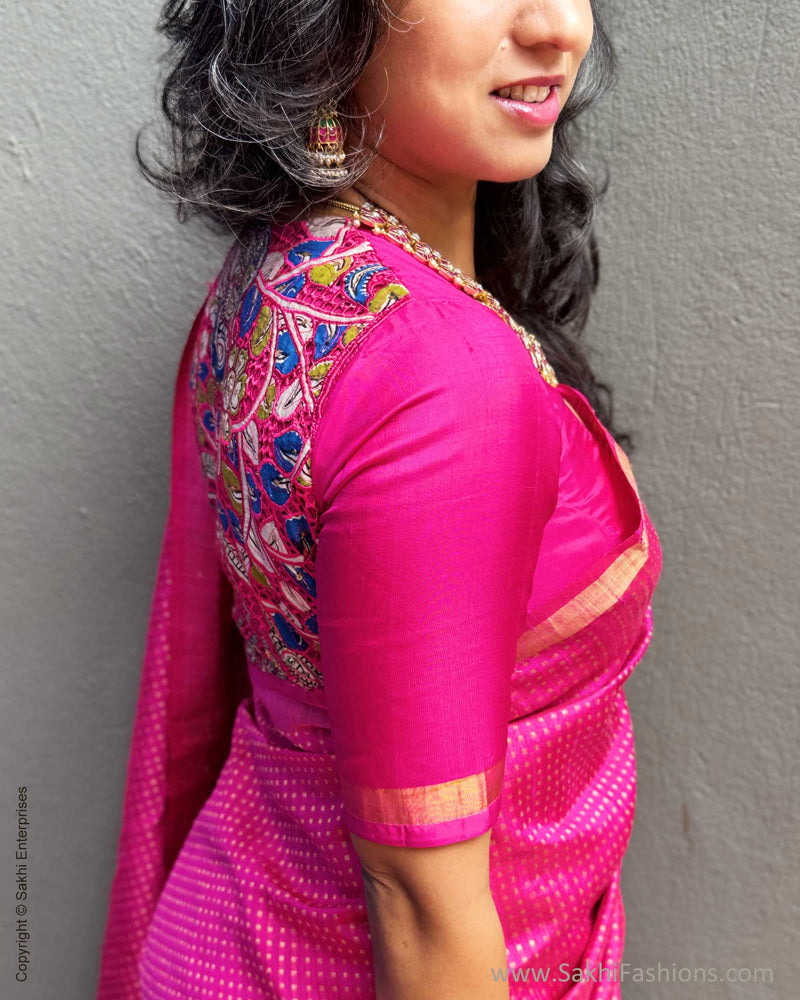 EE-Y08974 Pink Rawsilk Saree