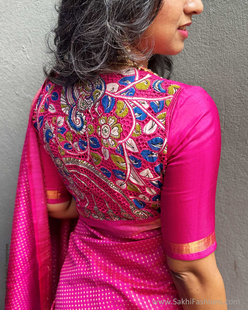 EE-Y08974 Pink Rawsilk Saree