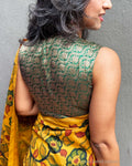 BL-V08225R Green Banarsi Blouse
