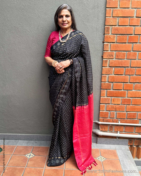 EE-Y06476 Bandhini black red Kanchi