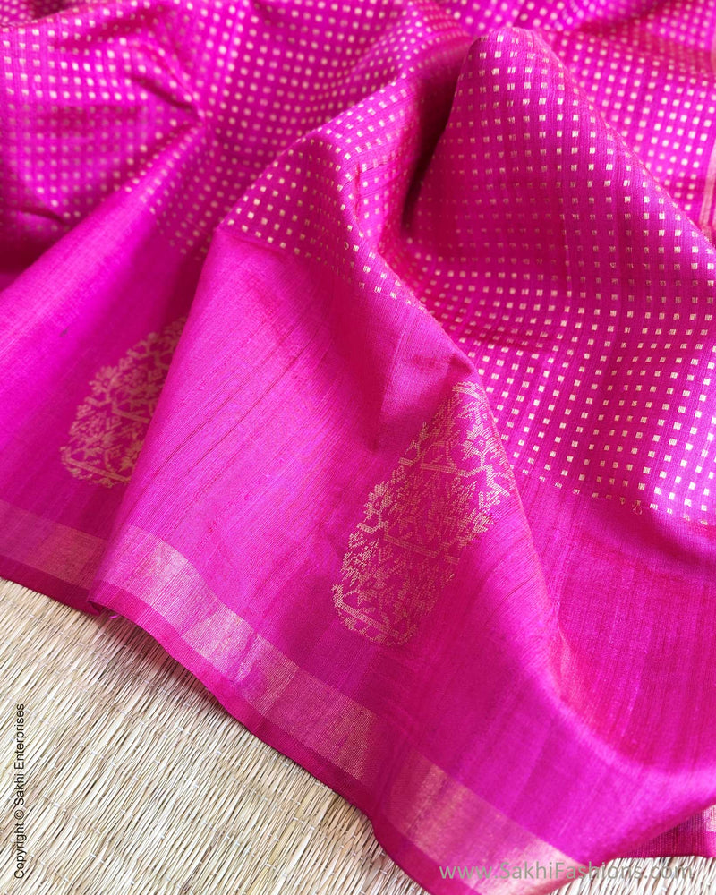 EE-Y08974 Pink Rawsilk Saree