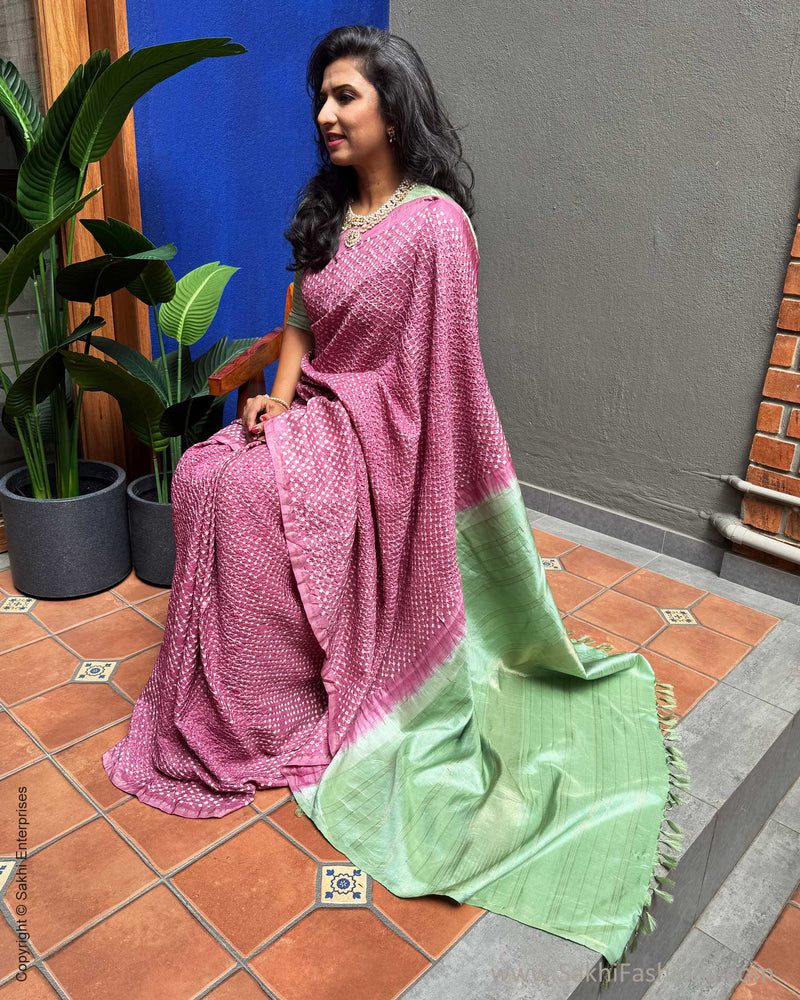 EE-Y09605 Pink Green Bandhini Kanchi