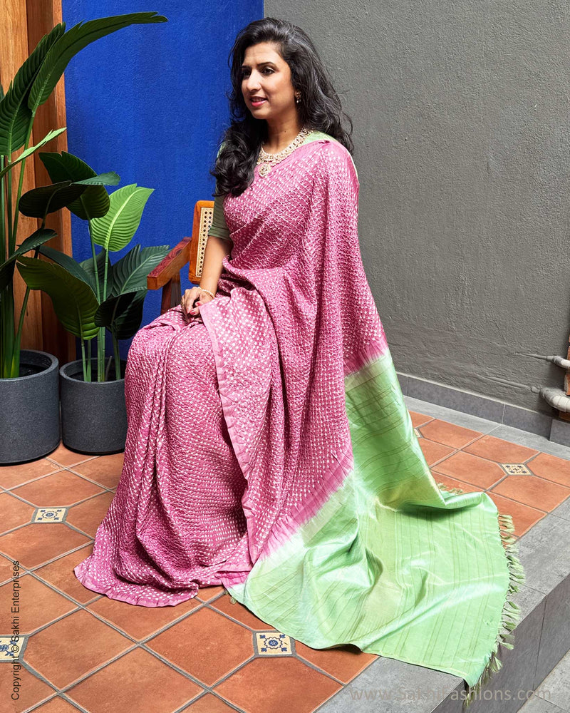 EE-Y09605 Pink Green Bandhini Kanchi