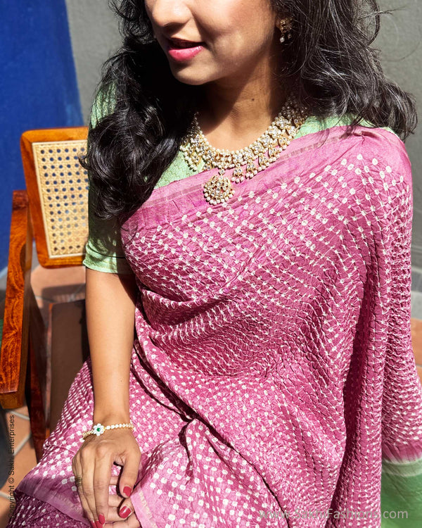 EE-Y09605 Pink Green Bandhini Kanchi