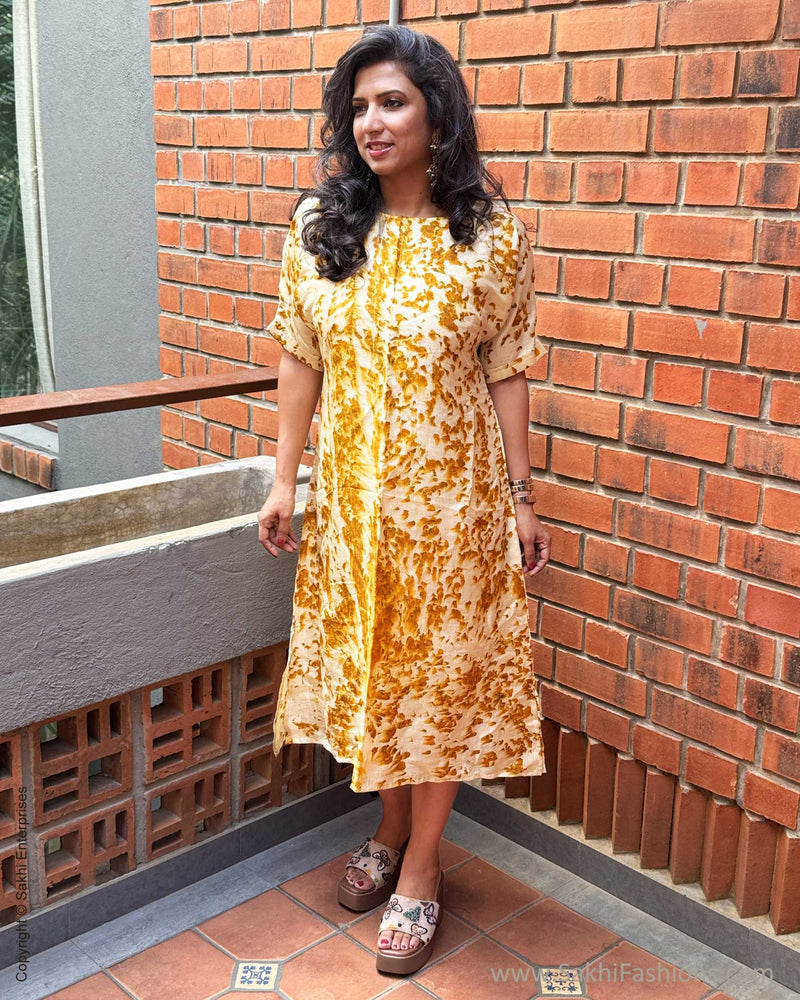 EE-Y06852 Marigold eco print silk Dress