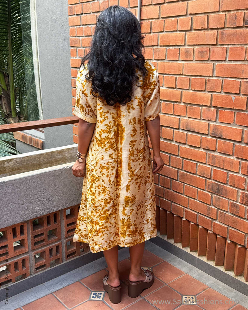 EE-Y06852 Marigold eco print silk Dress