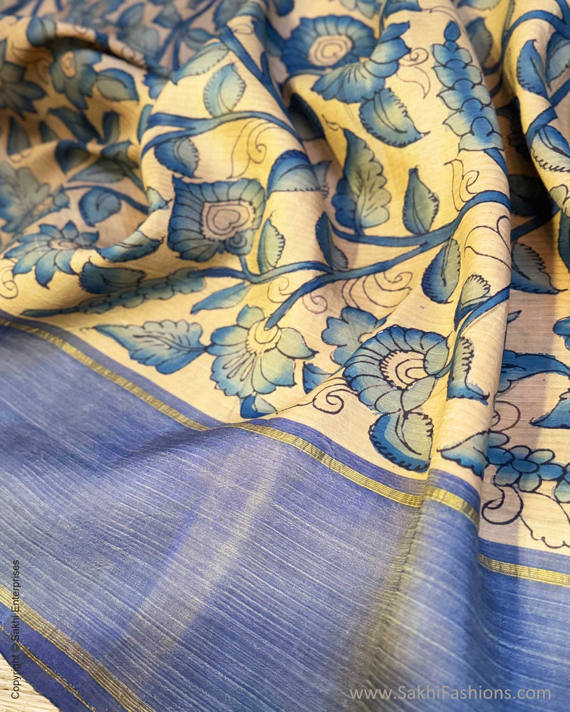 EE-Y09325 Blue Kalamkari Kanchi Silk