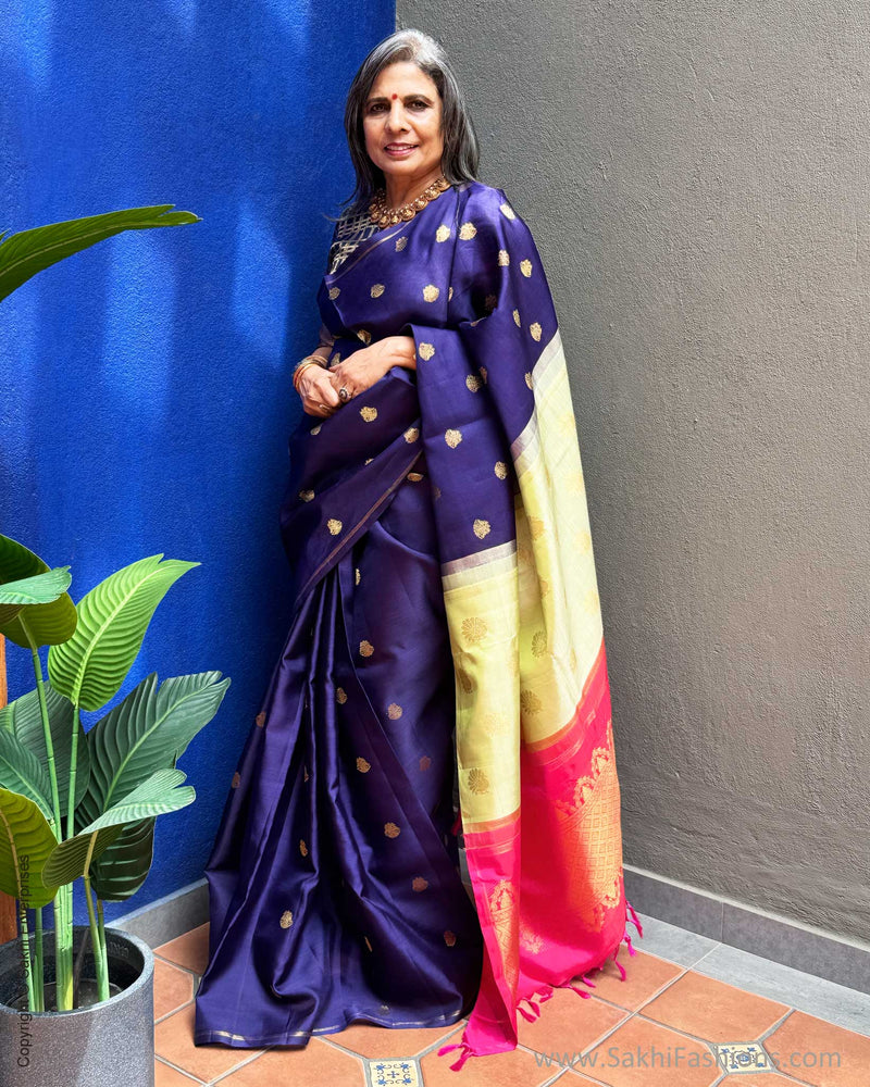 EE-Y09707 Blue Double Pallu Kanchi