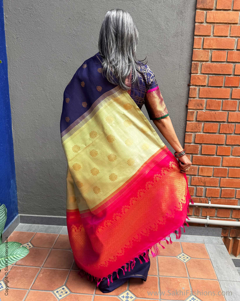 EE-Y09707 Blue Double Pallu Kanchi