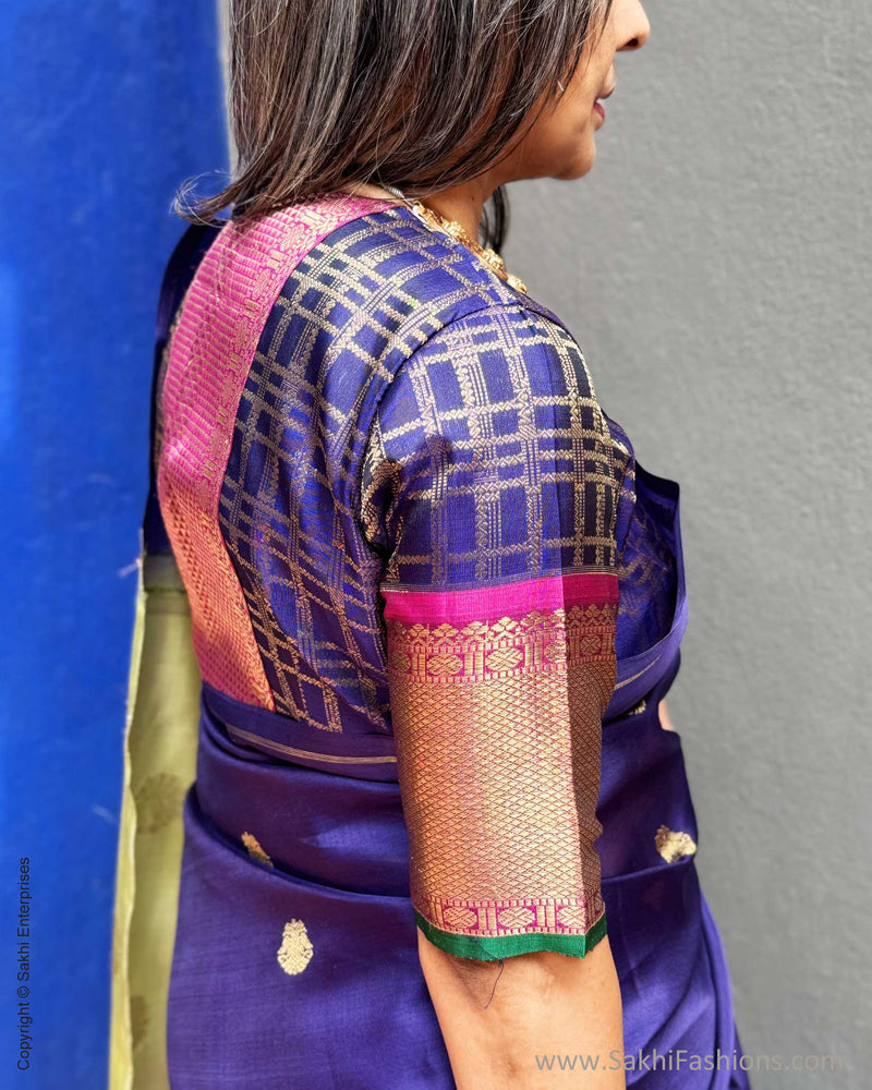 EE-Y09707 Blue Double Pallu Kanchi