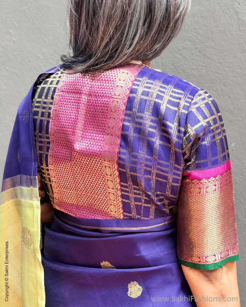 EE-Y09707 Blue Double Pallu Kanchi