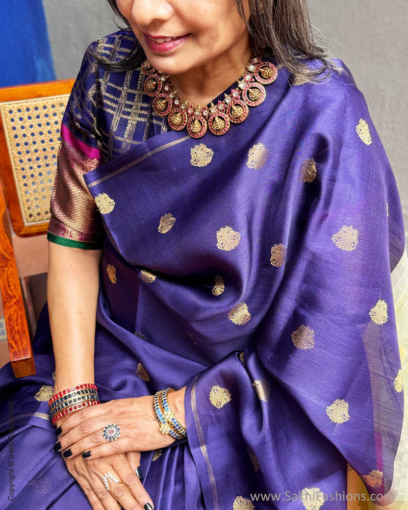 EE-Y09707 Blue Double Pallu Kanchi