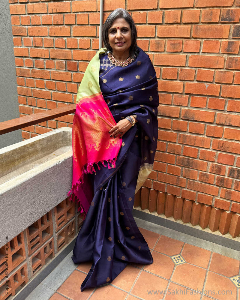 EE-Y09707 Blue Double Pallu Kanchi