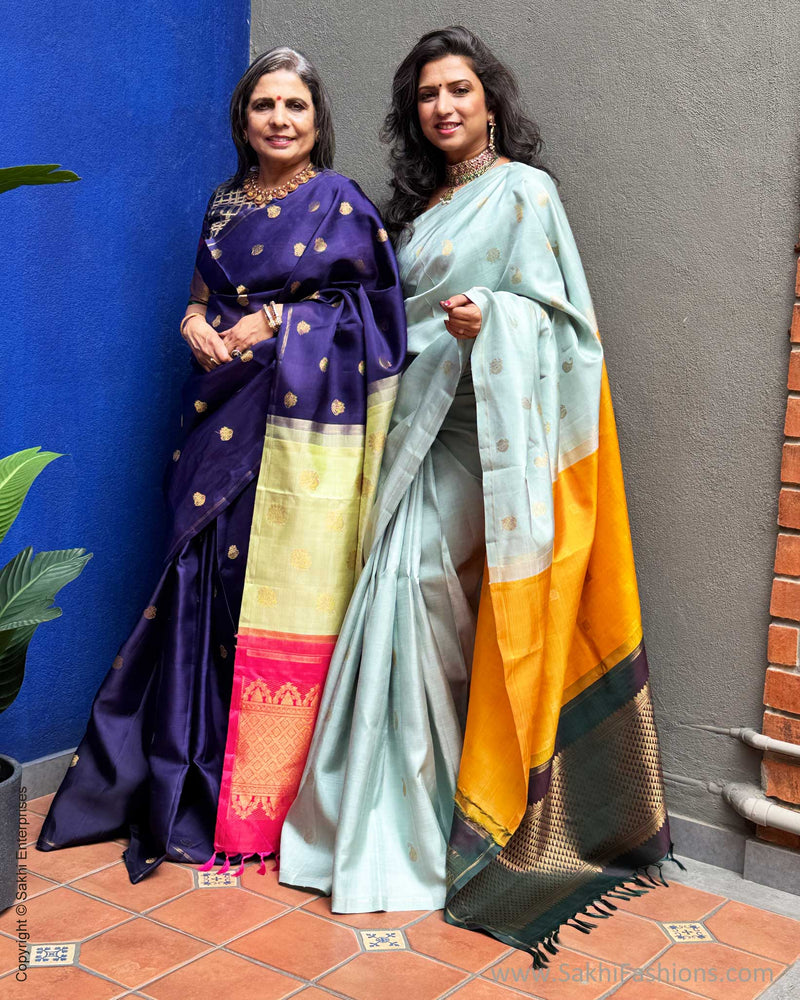 EE-Y09707 Blue Double Pallu Kanchi