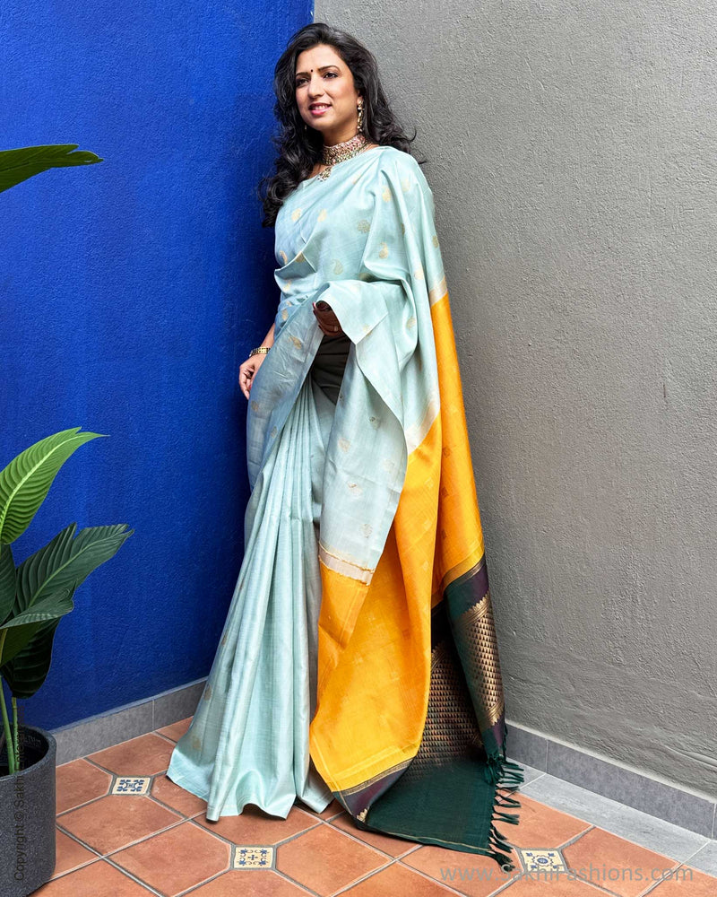 EE-Y09708 Green Double Pallu Kanchi