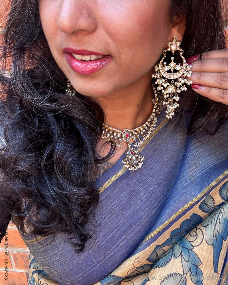 EE-Y09325 Blue Kalamkari Kanchi Silk