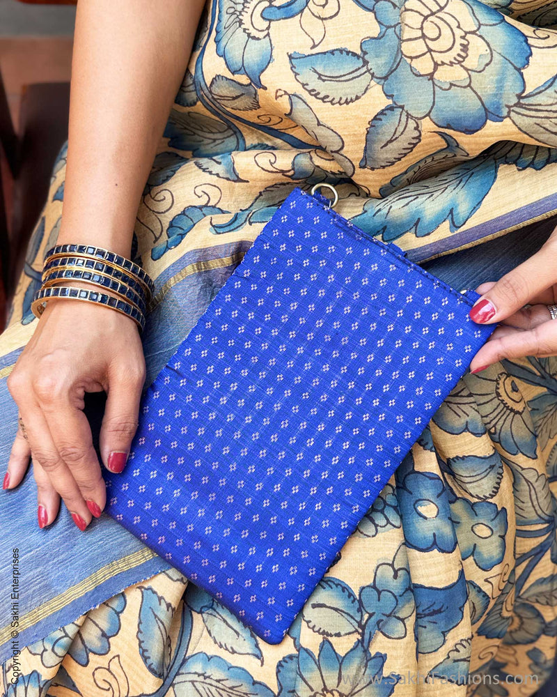 EE-Y09325 Blue Kalamkari Kanchi Silk