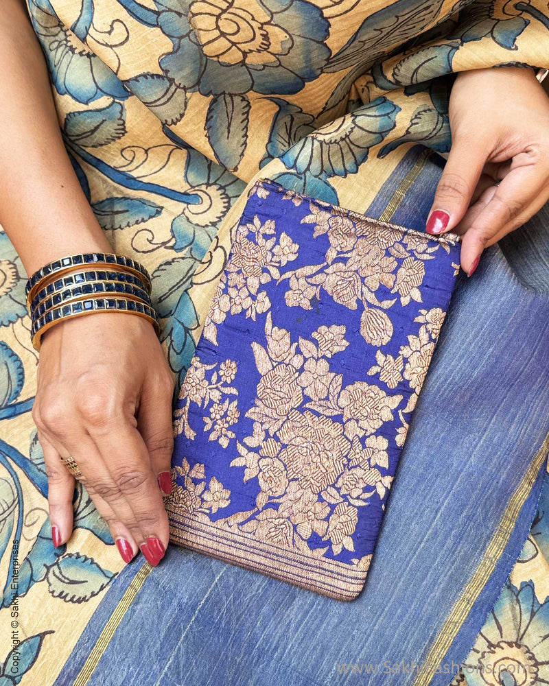 EE-Y09325 Blue Kalamkari Kanchi Silk