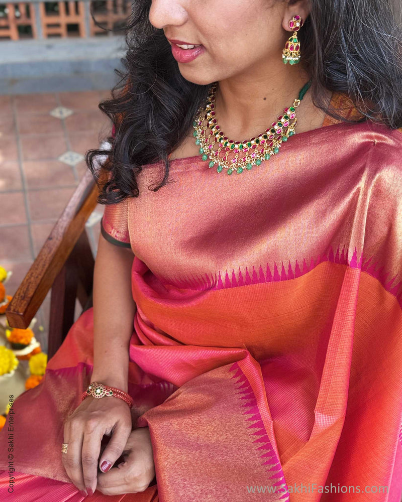 EE-Y05305 Pink Orange Check Kanchi