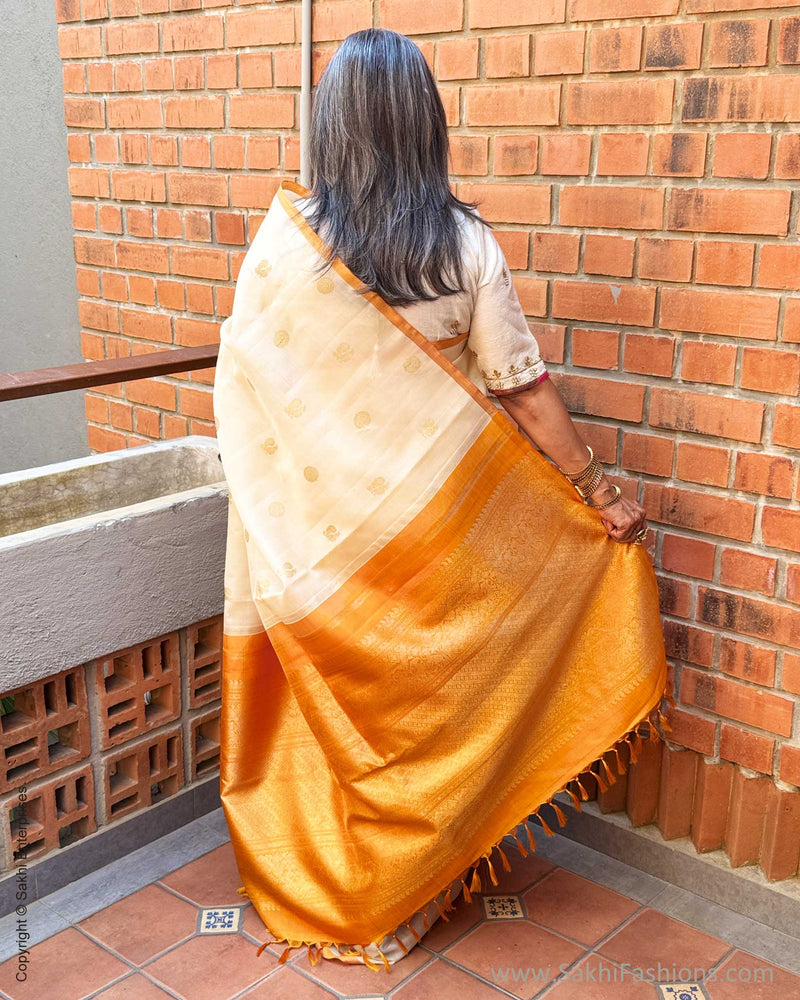 EE-Y09709 Cream Kora Kanchi saree