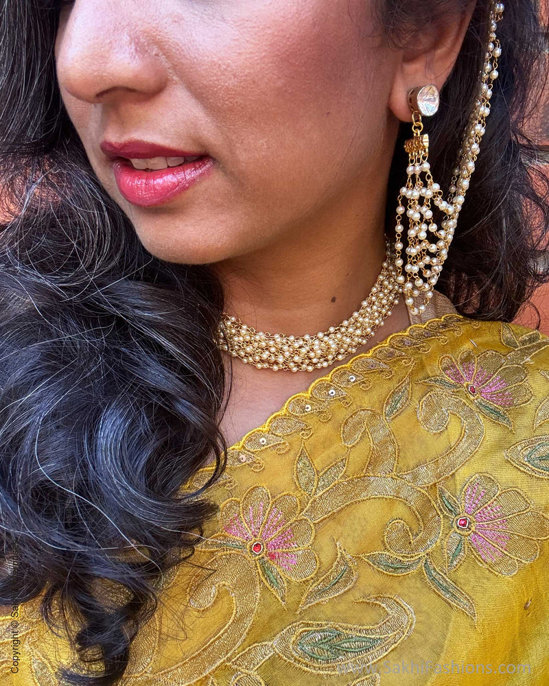 EE-Y09646 Yellow Organza Sari