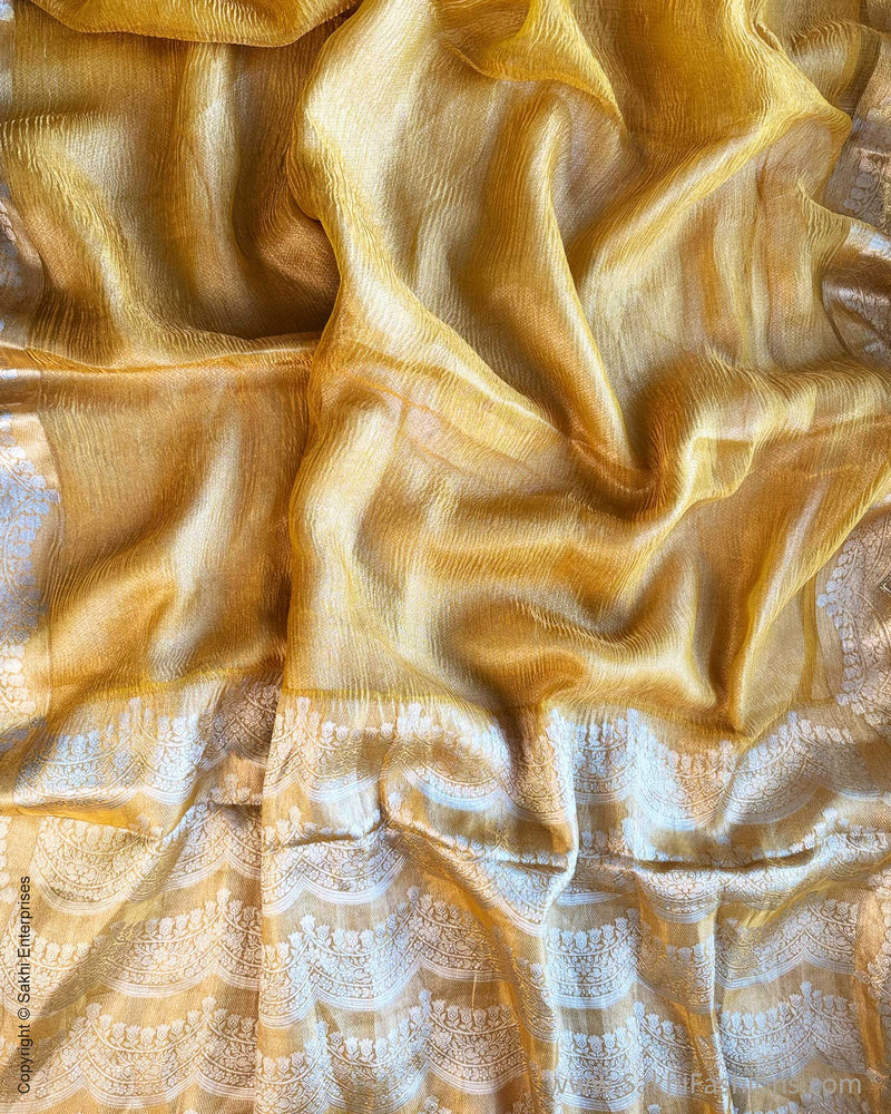 DP-Y09679 Yellow Crush Tissue Sari