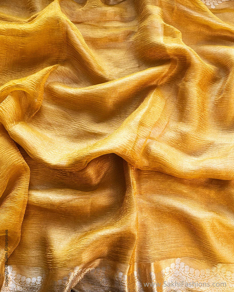 DP-Y09679 Yellow Crush Tissue Sari