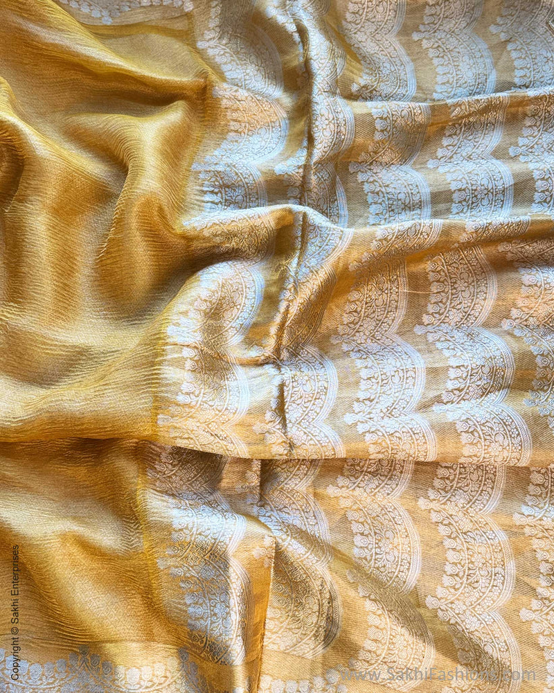 DP-Y09679 Yellow Crush Tissue Sari