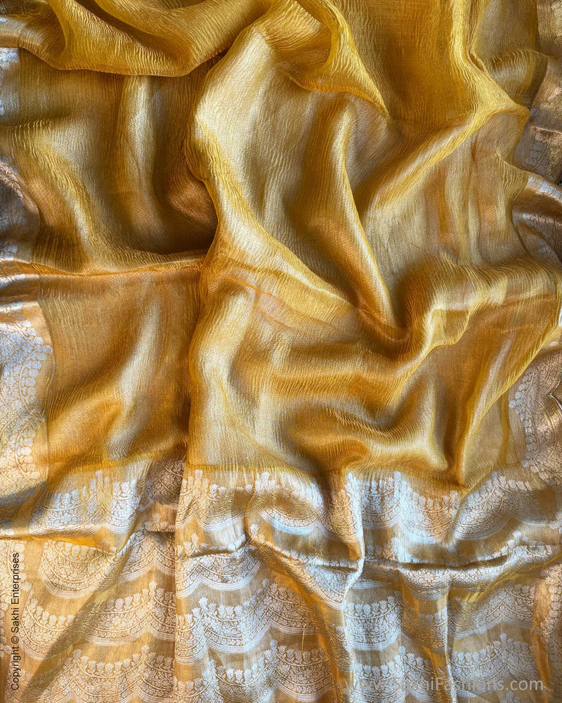 DP-Y09679 Yellow Crush Tissue Sari