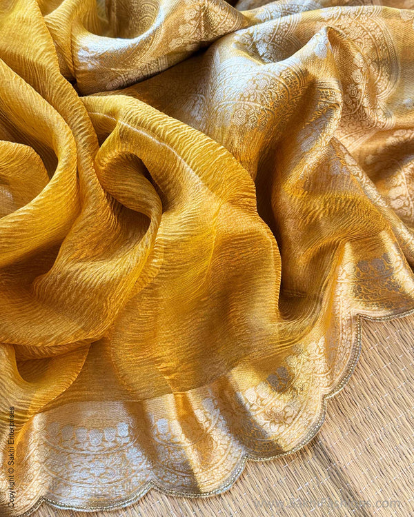 DP-Y09679 Yellow Crush Tissue Sari