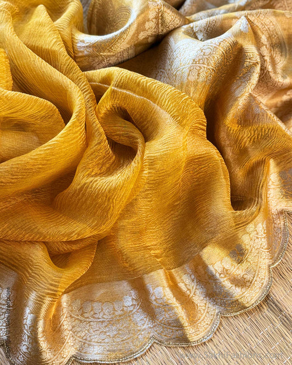 DP-Y09679 Yellow Crush Tissue Sari