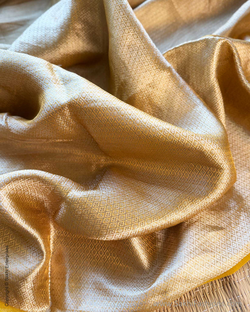 DP-Y09679 Yellow Crush Tissue Sari