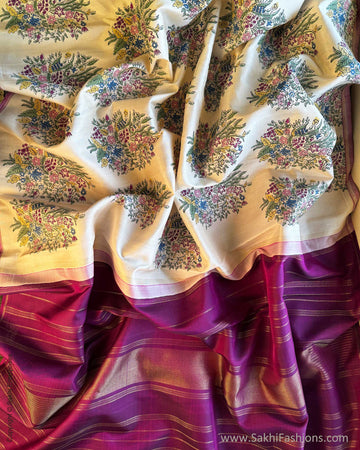 DP-Y10097 Purple Kanchi floral Sari