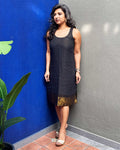 EE-Y16243D Black Madurai Cotton Dress