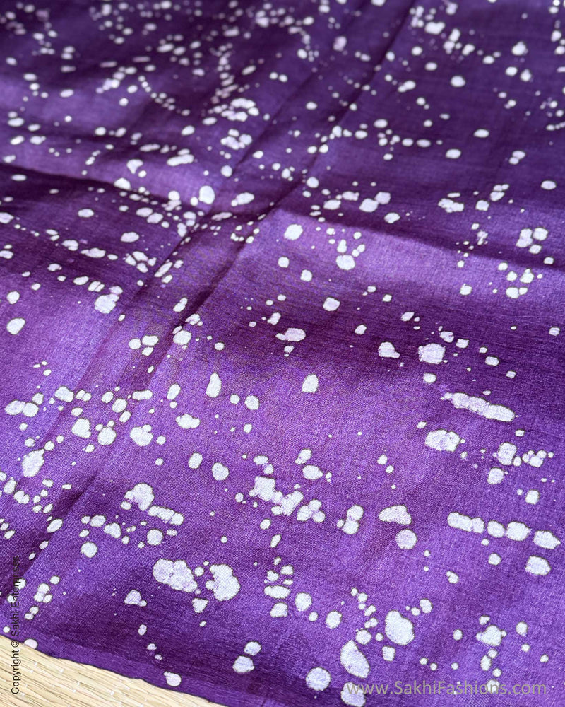 EE-X15829 Purple Tussar Batik Saree