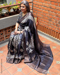 EE-Y09928 Tussar Black Saree