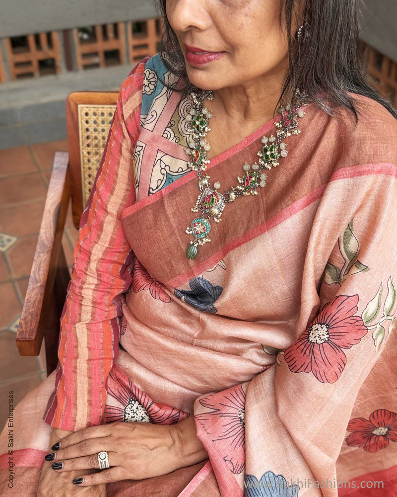 EE-Y09980 Peach Tussar Saree