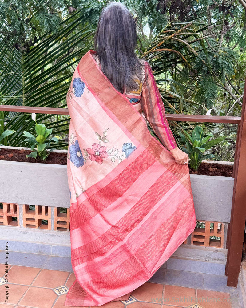 EE-Y09980 Peach Tussar Saree