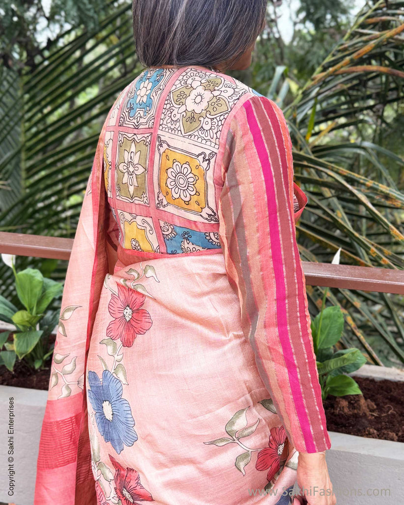 EE-Y09980 Peach Tussar Saree