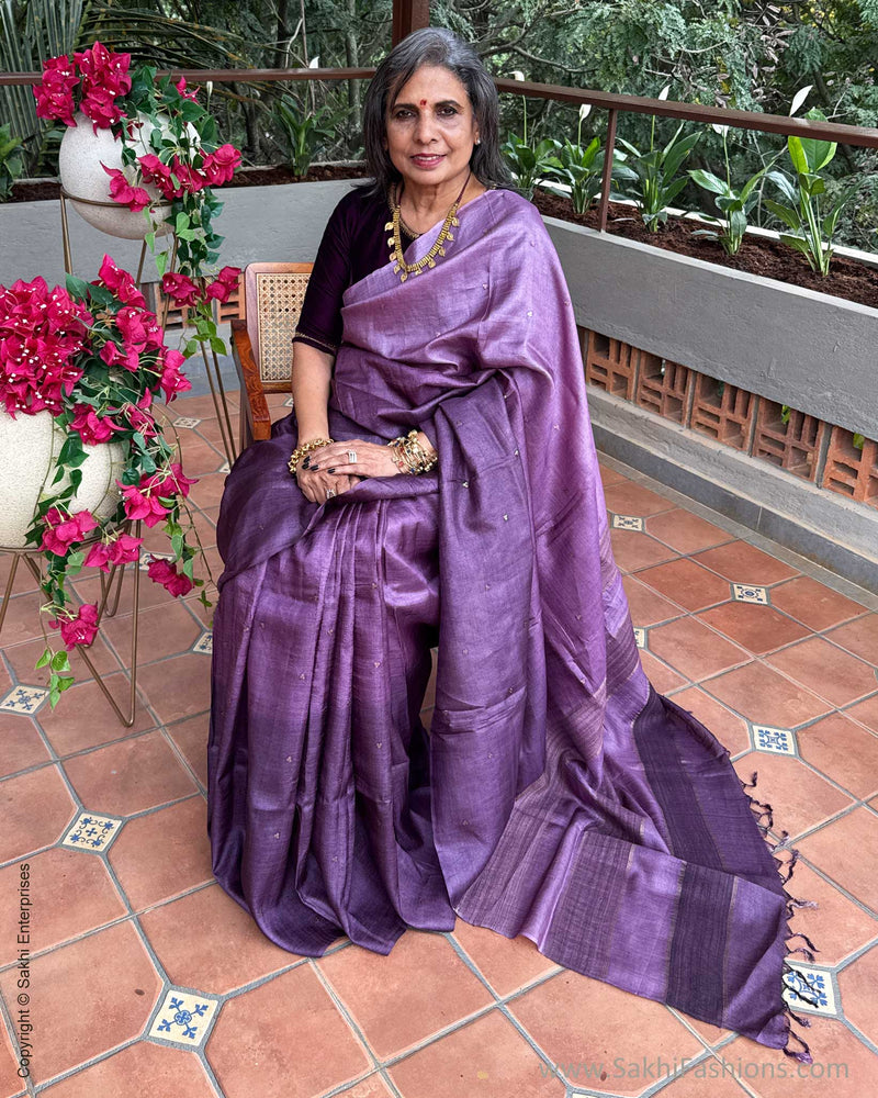 EE-X15829 Purple Tussar Batik Saree