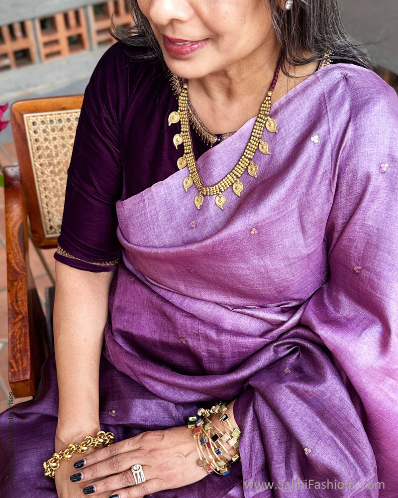 EE-X15829 Purple Tussar Batik Saree