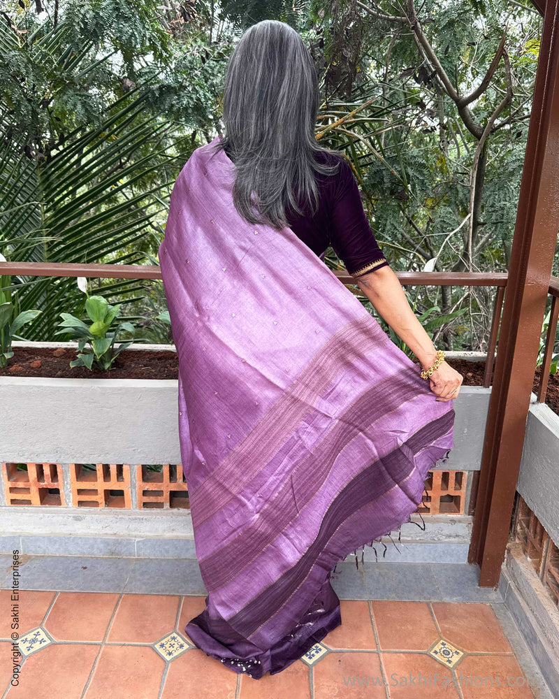 EE-X15829 Purple Tussar Batik Saree