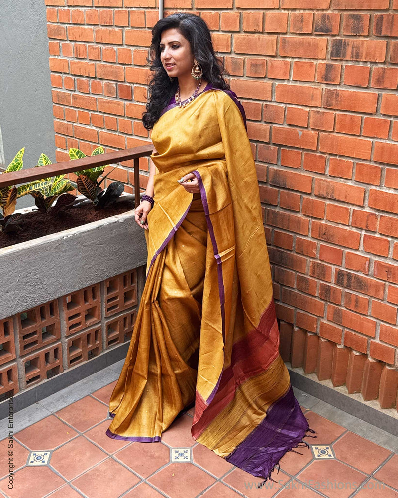 EE-X15828 Mustard Tussar Batik Saree