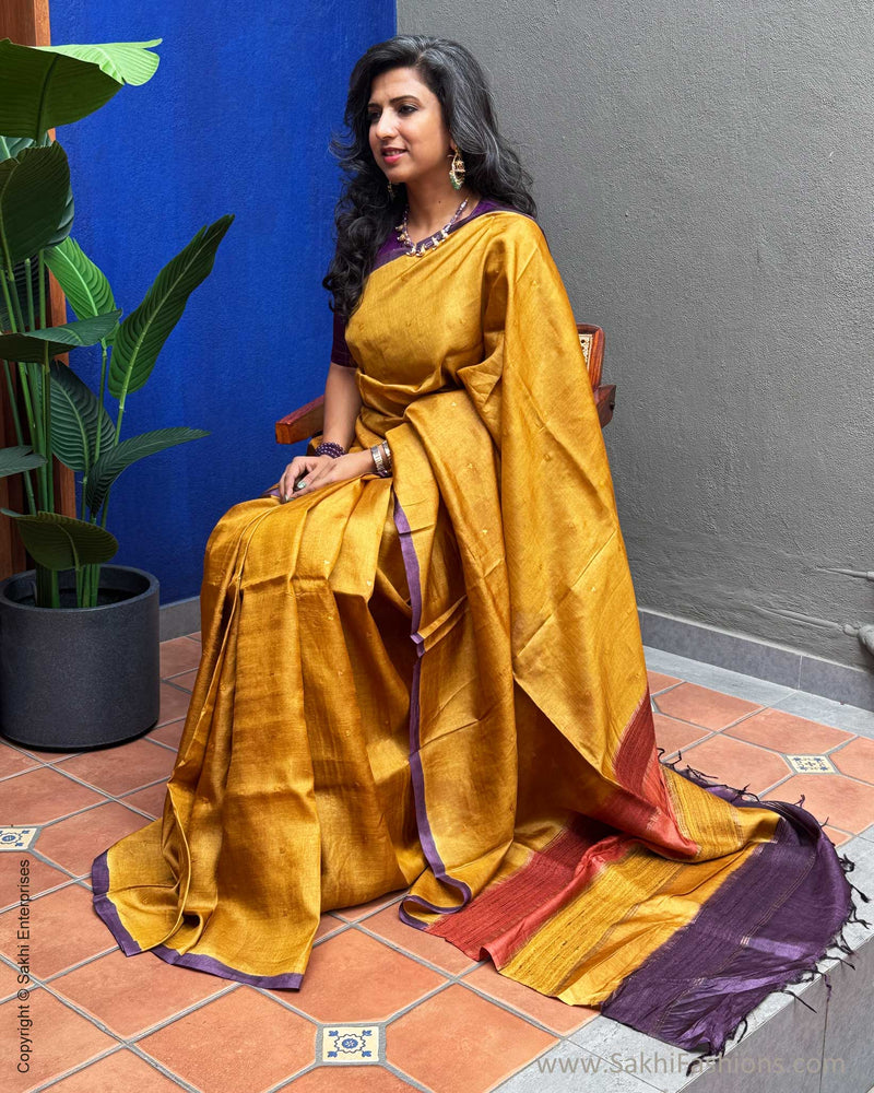 EE-X15828 Mustard Tussar Batik Saree