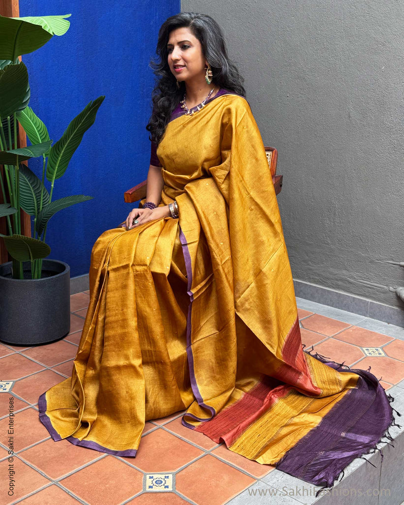 EE-X15828 Mustard Tussar Batik Saree