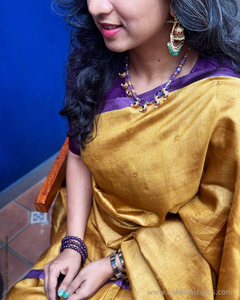 EE-X15828 Mustard Tussar Batik Saree