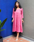 EE-Y08884D Pink Bandhini Dress