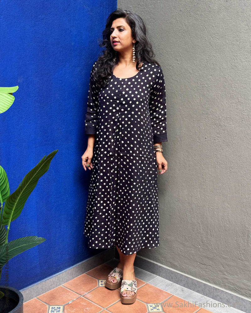 EE-Y08887D Black Bandhini Dress